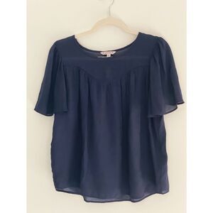 Nanette Lepore Navy Blouse Beach Coastal Top Size Medium A24